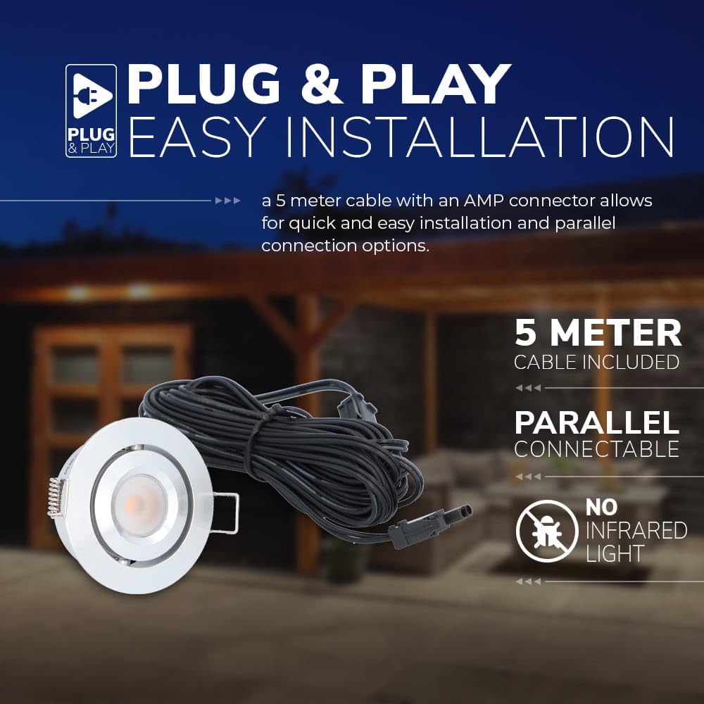 HOFTRONIC - Mini LED Einbaustrahler Set Granada 8er set Schwenkbar IP44 Inkl. Touch Wand-Dimmer & Fernbedienung 2700K Warmweiß LED Deckenstrahler schwenkbar ideal für Terrassendach, Bad, Dusche