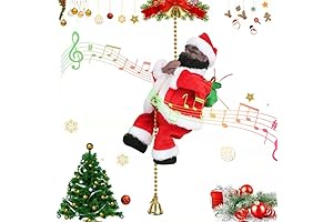 Animated African American Santa Claus Climbing Rope Christmas Decoration