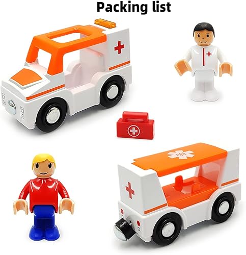 Miniatura 7 de Juego de trenes magnéticos y autos de madera, accesorios de tren, estación de tren para niños pequeños de 3 a 5 años, juegos de trenes de madera