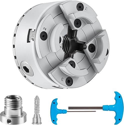 VEVOR Mandril de torno KP2-34, 4 mandíbulas 2.75 "de diámetro, Accesorios de la máquina de torneado de mandril de torno de metal, Herramienta