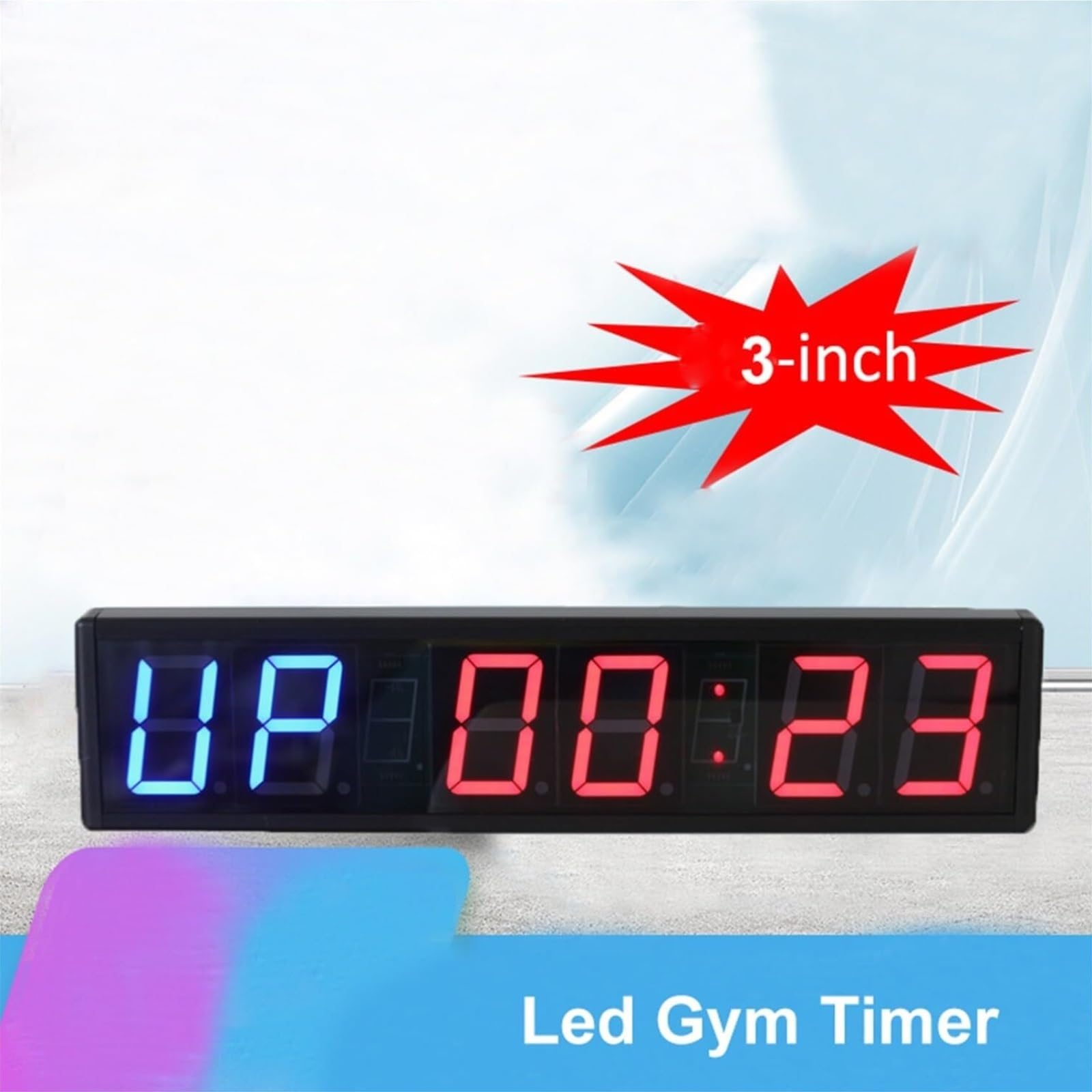 Timer Sport, Horloge De Fitness Minuterie D'entraînement 3 Pouces À 6 Chiffres avec Synchronisation par Intervalles, Fonction Chronomètre, Télécommande Et Fonctionnalités Intelligentes D'extérieur