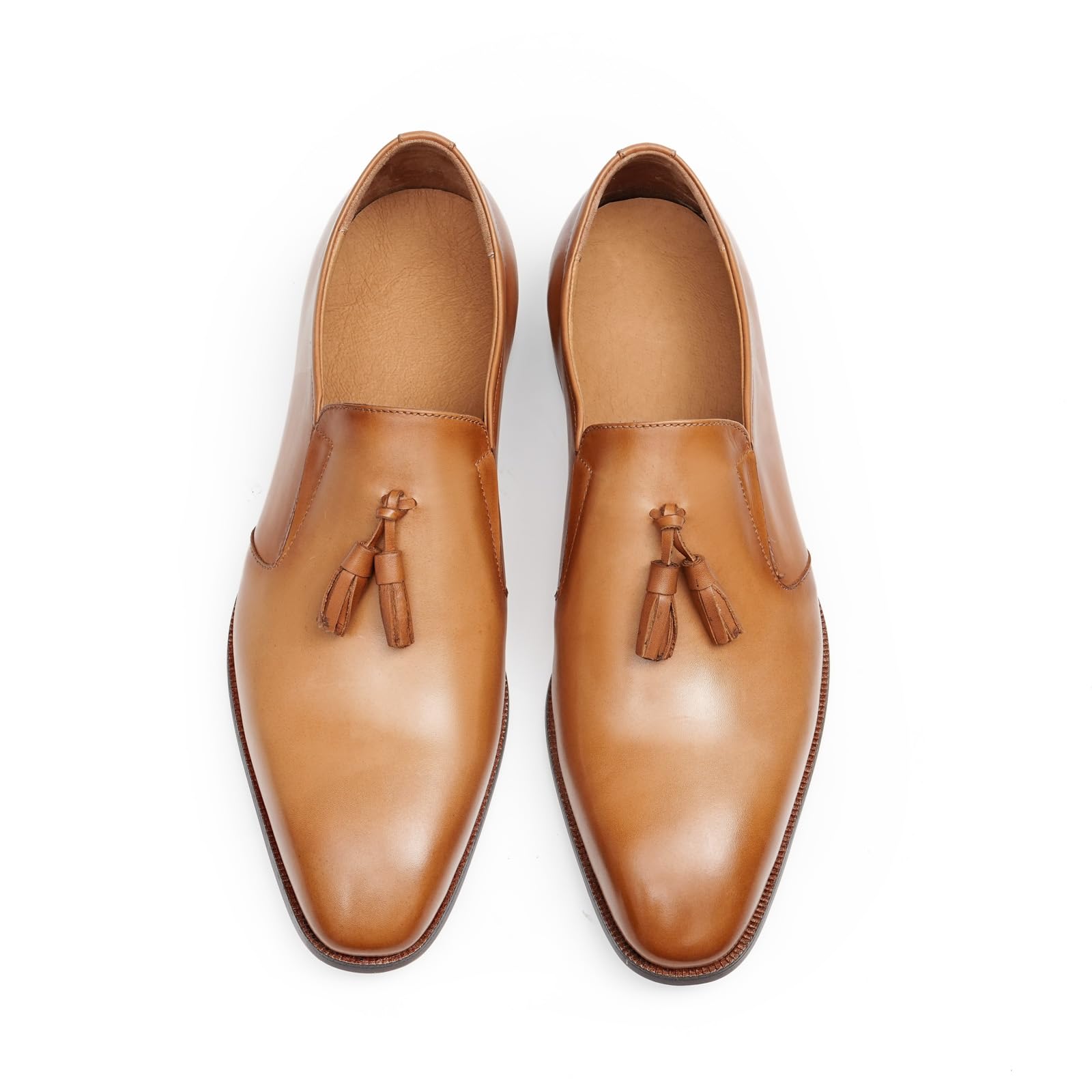 Mocasines Casuales con Borlas para Hombre Zapatos Bajos Slip On en Cuero Genuino