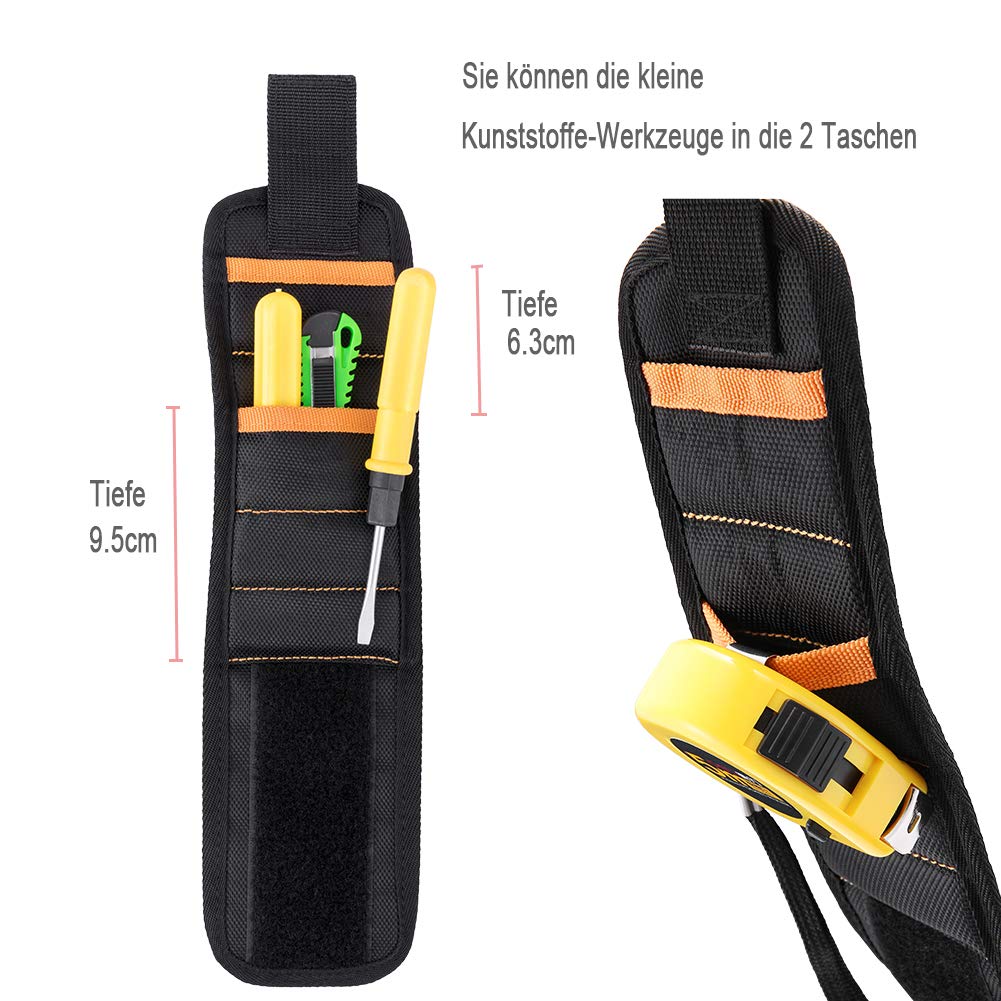 Bracciale Magnetico Power Markenzeug - Con 12 Magneti E 2 Tasche, Per Artigiani E Fai Da Te - Foto 6