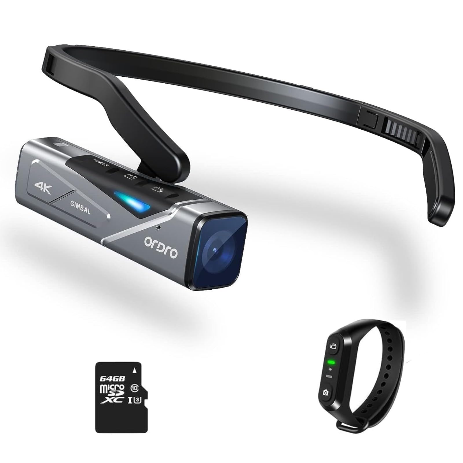ORDRO videocamara Manos Libres 4K EP7 Cámara portátil, cámara de Video Ultra HD 4K 30FPS con estabilización de Imagen de cardán, Enfoque automático y Control Remoto y Tarjeta miscrosd de 64Gb