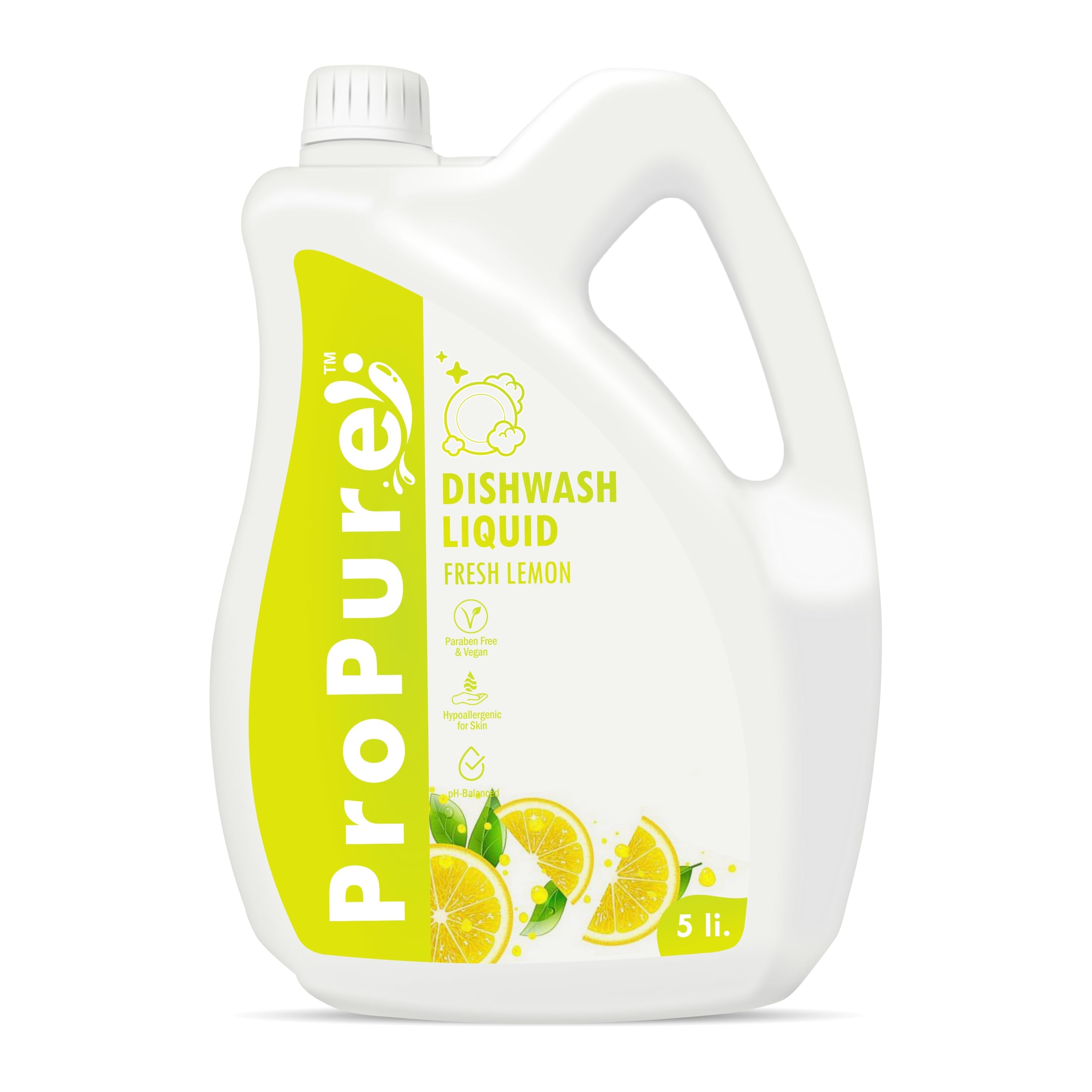 Dishwash Liquid Gel 5 Litre Refill Pack, Fresh Lemon Fragrance, Leaves No Residue, Grease Cleaner for All Utensils, Dish Wash Liquid Kitchen Soap - 5 Litres
