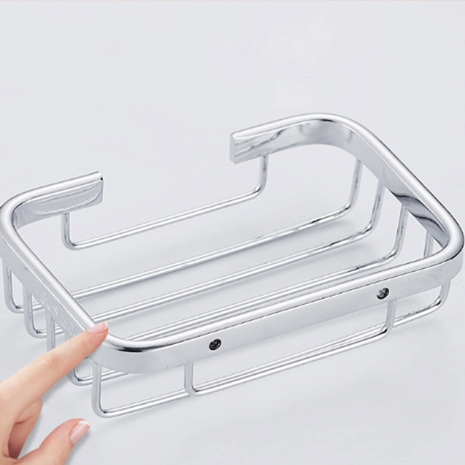Jabonera La jabonera con Gancho Adhesivo de Aluminio Space es Duradera y no se oxida fácilmente. Adecuada para baño y Cocina.