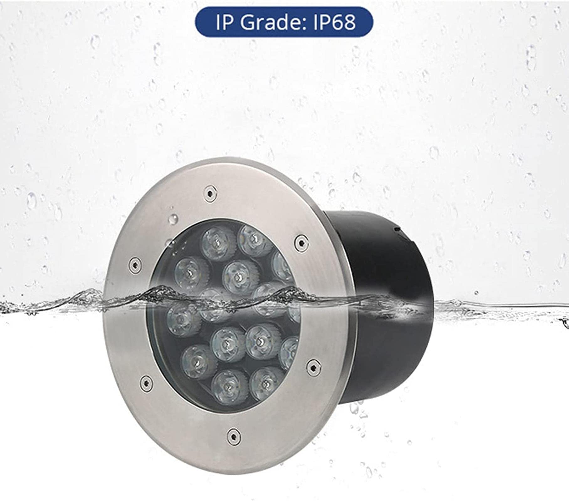 Unterwasserleuchten für Teiche, 24 W, IP68, wasserdichte Bodeneinbauleuchten aus Edelstahl, 7 Farben