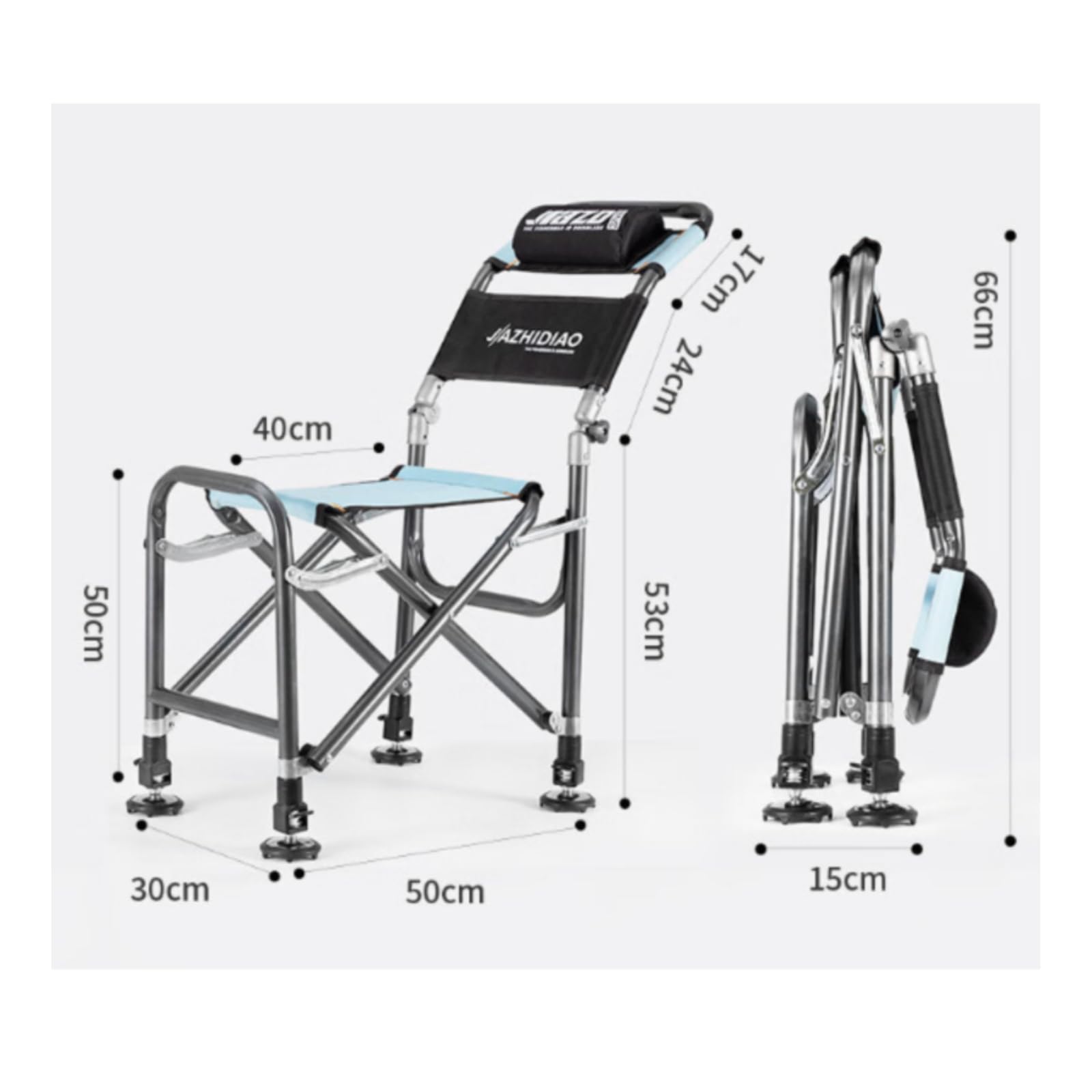 LOVIVER Chaise de Pêche Pliante Dossier Haut, Ensemble Quatre - Mise À Niveau du Sac À Dos avec Cinq Accessoires en Aluminium Et Magnésium