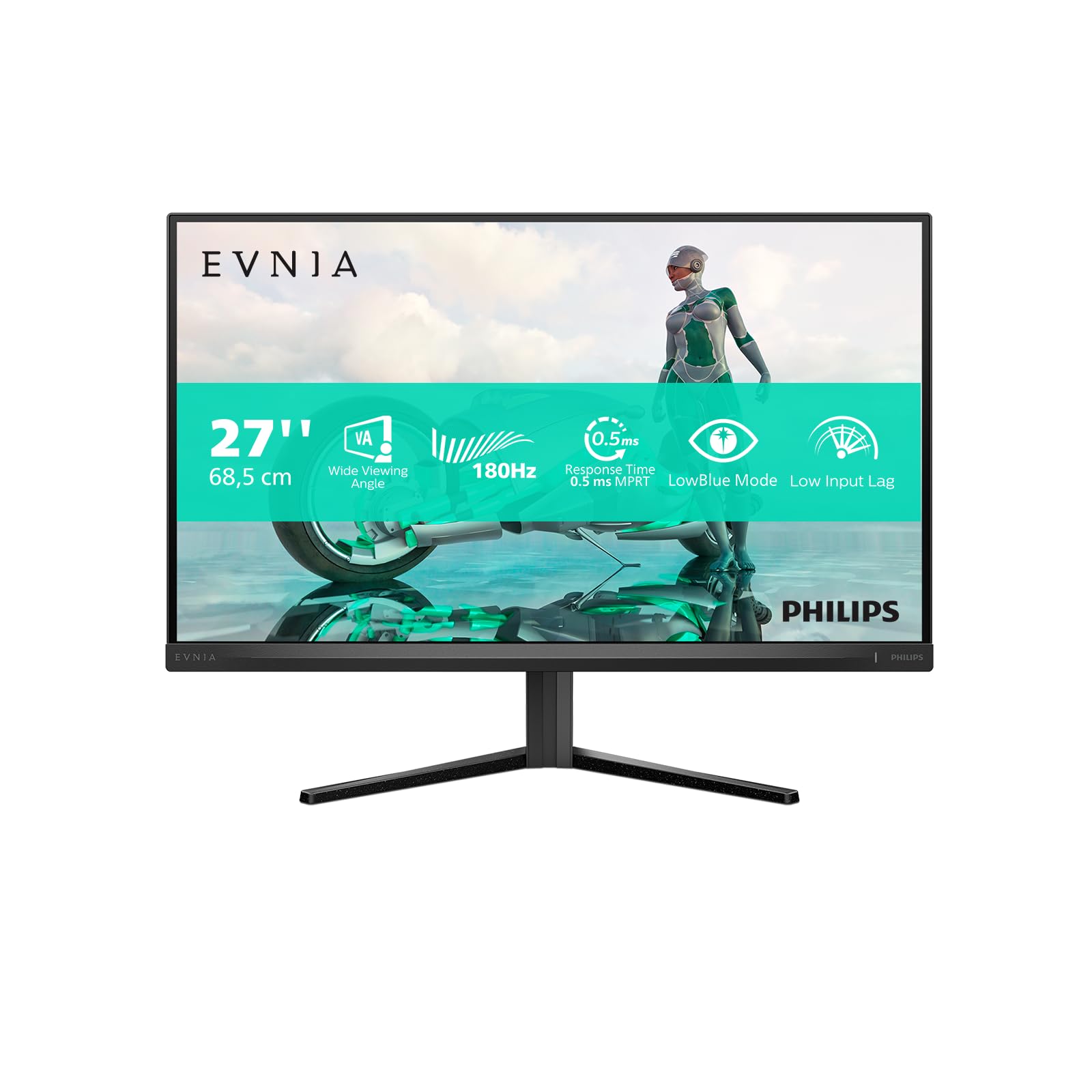 PHILIPS Evnia 27M2N3200S - Monitor FHD da 27 pollici, 180 Hz, 1 ms, FreeSync Prem., G-Sync comp., HDR10 (1920x1080, DisplayPort, HDMI) nero/grigio