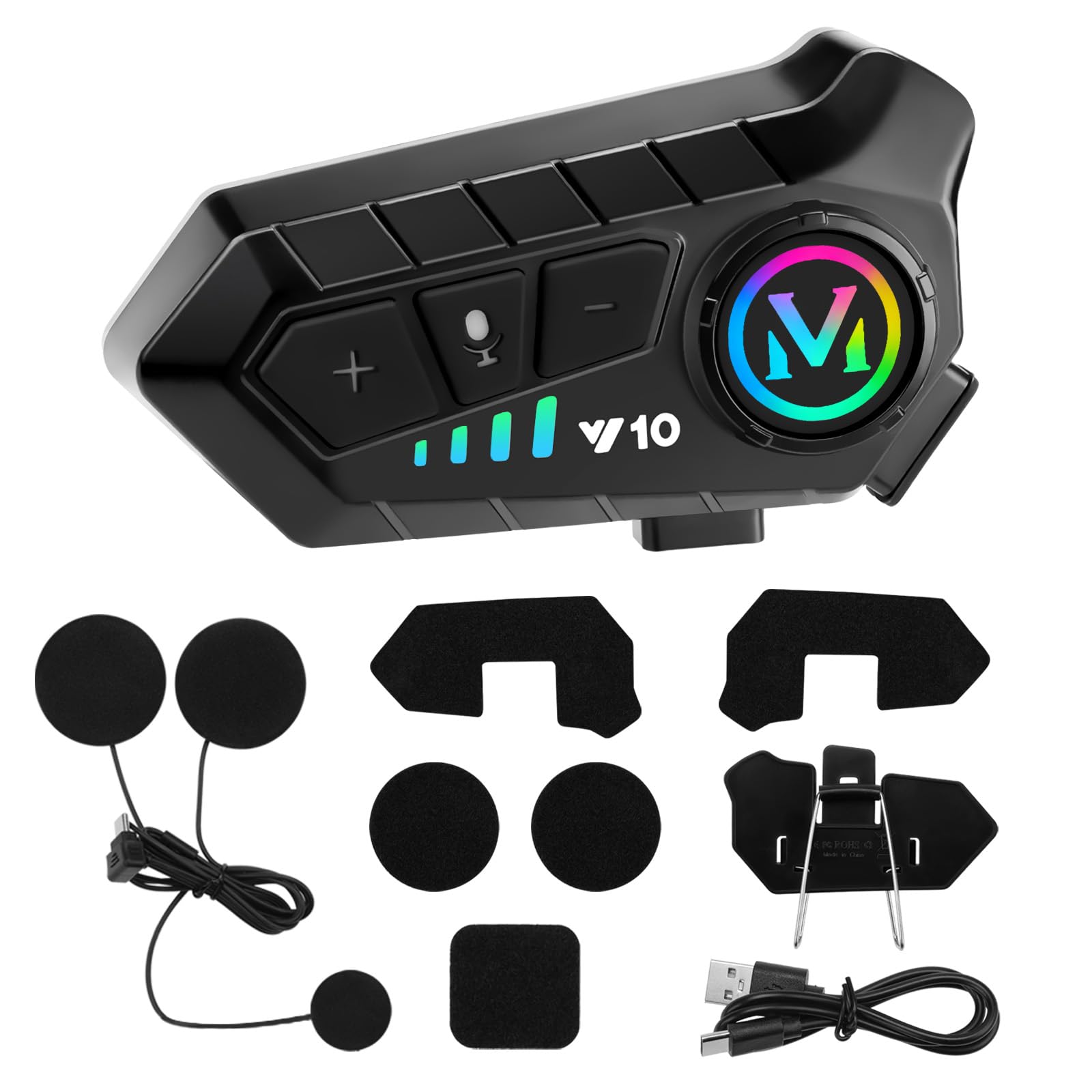 Motorcycle Helmets Intercom BT5.3 Connect, Noise Cancellation, Hands-Free, IPX6 Waterproof, HiFi 3D Sound for All Motorbike Helmet (Classic)-image-48
