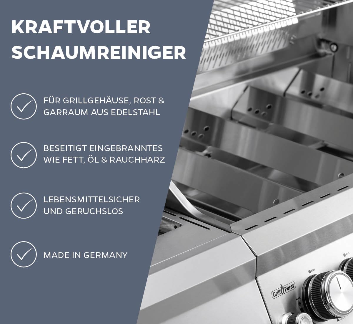 Grillfürst Universal Powerreiniger, 2 x 500 ml - Aktiv-Schaumreiniger für Grillgeräte