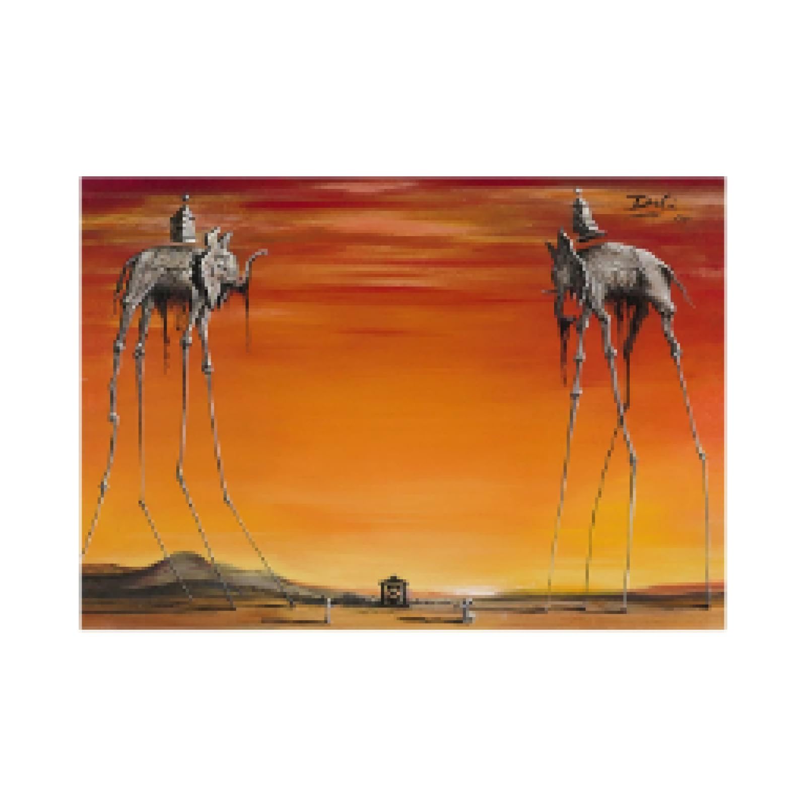 Toile Déco - 'Les Éléphants' De Salvador Dali - Impression Qualité 20x30 Cm - Décoration Murale Artistique
