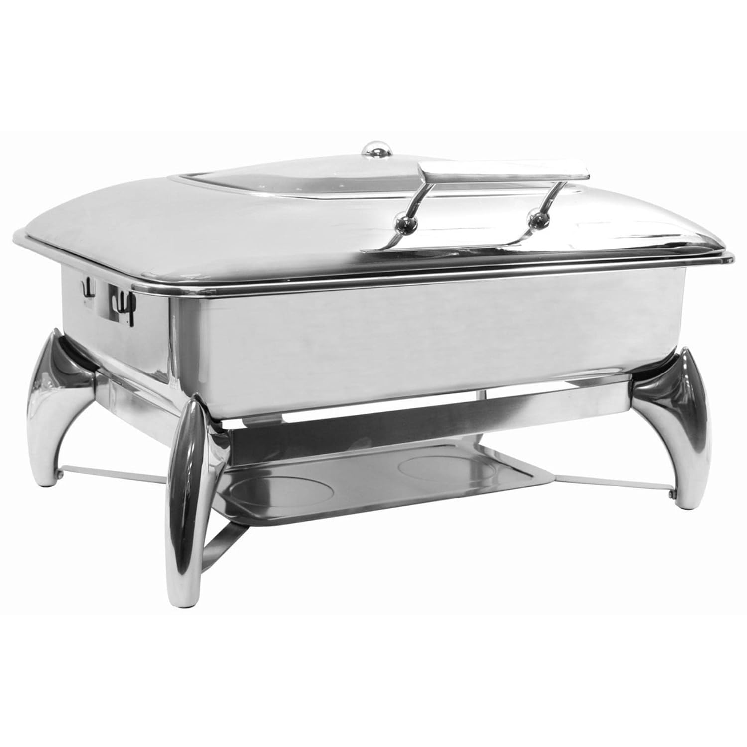 TableCraft CW40165 Stainless Steel Induction Chafing Dish, 6 Qt Capacity, Round with Quick View Window, Vented, Slow Closing Safety Lid, Professional for Catering & Buffet