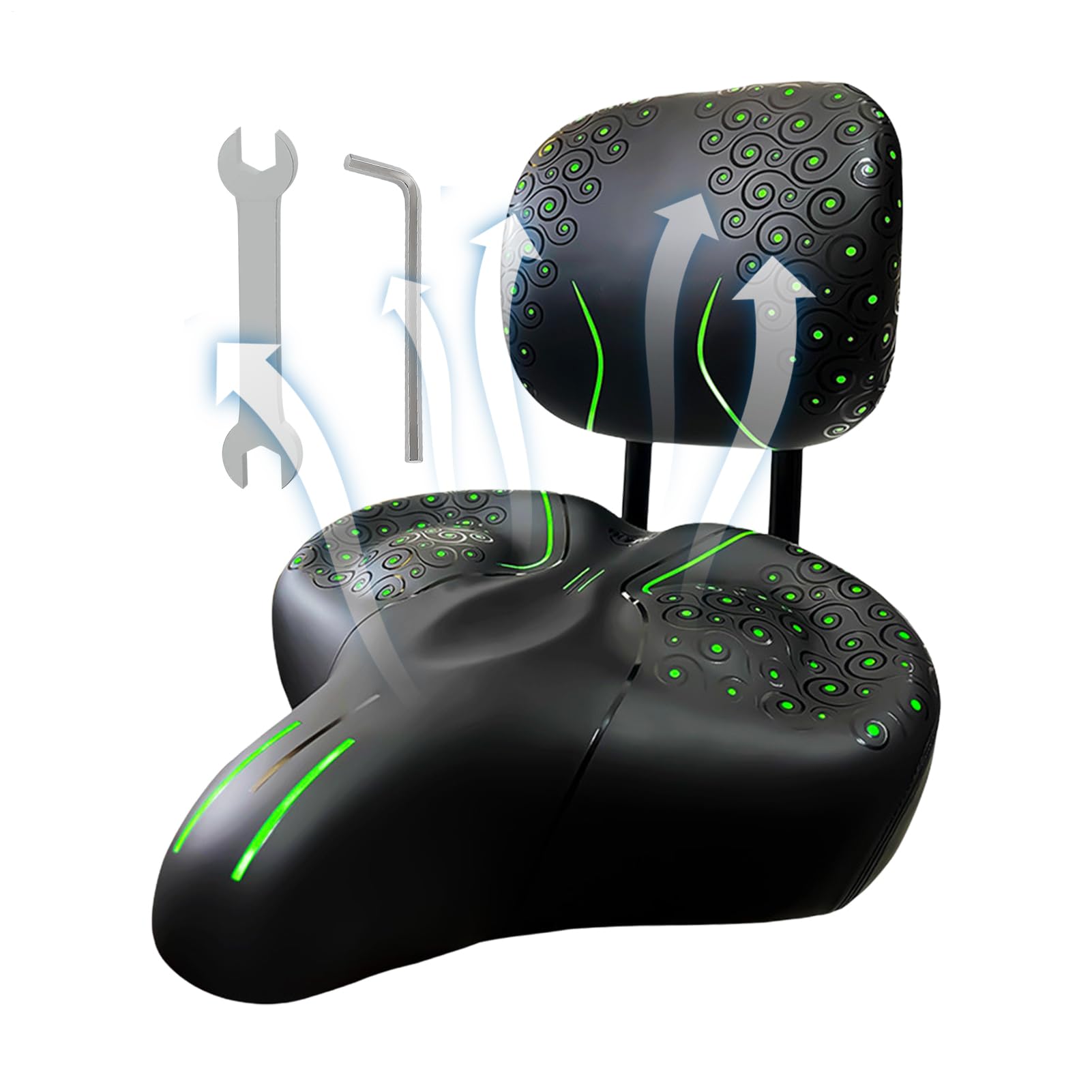 Asiento de ciclismo cómodo – Sillín ancho de piel sintética, asientos acolchados suaves con soporte trasero, silla de bicicleta impermeable | Cómodo asiento de ciclismo para hombres y mujeres