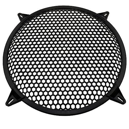 Yocimango 12 Inch Durable Plastic Mesh Waffle Speaker Cover/Screws Audio Sub Woofer Grille Net Protector Cover/Horn Guard Grills Decorative DIY Home Audio and Car Speaker, Black, 1 PCS