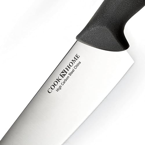 Miniatura 7 de Cook N Home Chef's Knife Cuchillo de cocina multiusos de 8 pulgadas, borde recto, acero inoxidable de alto carbono, mango ergonómico, color negro