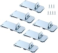 HOME MASTER HARDWARE 6-Pack 3-1/2 Inch Heavy Duty Steel Door Hasp Latches - Adjustable Safety Padlock Hasps with Screws for Gates & Sheds