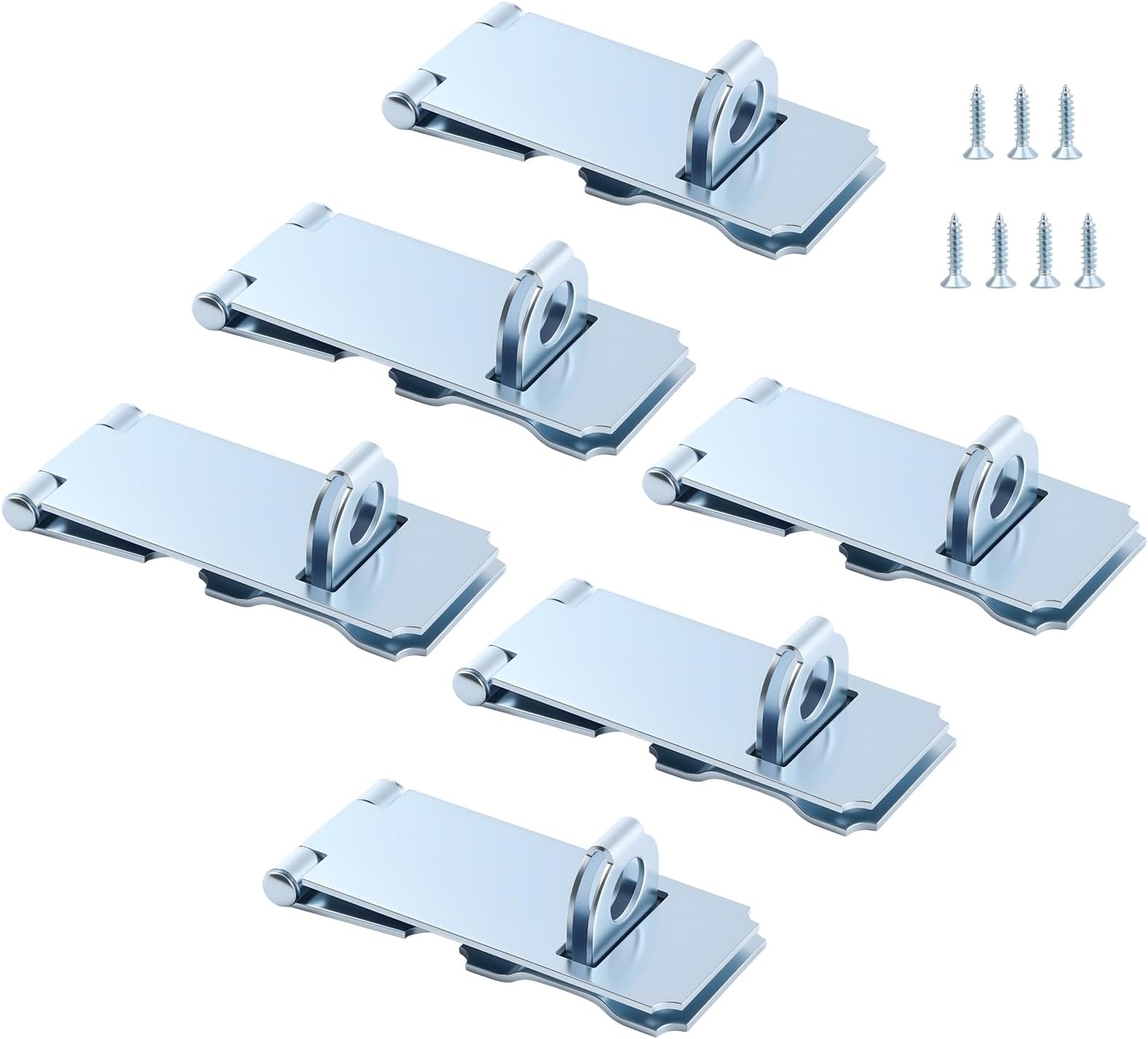 HOME MASTER HARDWARE 6 Pack Door Padlock Locks Hasp Latch, 3-1/2 inch Safety Packlock Clasp Hasp Lock Latch,Extra Thick Door Gate Lock Hasp with Screws