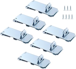 HOME MASTER HARDWARE 6 Pack Door Padlock Locks Hasp Latch, 3-1/2 inch Safety Packlock Clasp Hasp Lock Latch,Extra Thick Door Gate Lock Hasp with Screws