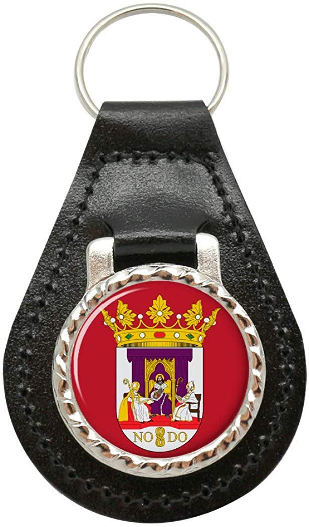 Giftshop Uk Unisex Black Leather And Silver Metal Seville (Spain) Leather Key Fob
