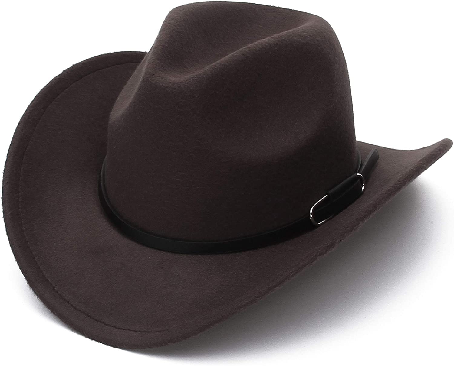 GenericCowboy Hat for Men Women Classic Roll Up Brim Fedora Cowgirl Hat Western Cowboy Hat with Belt
