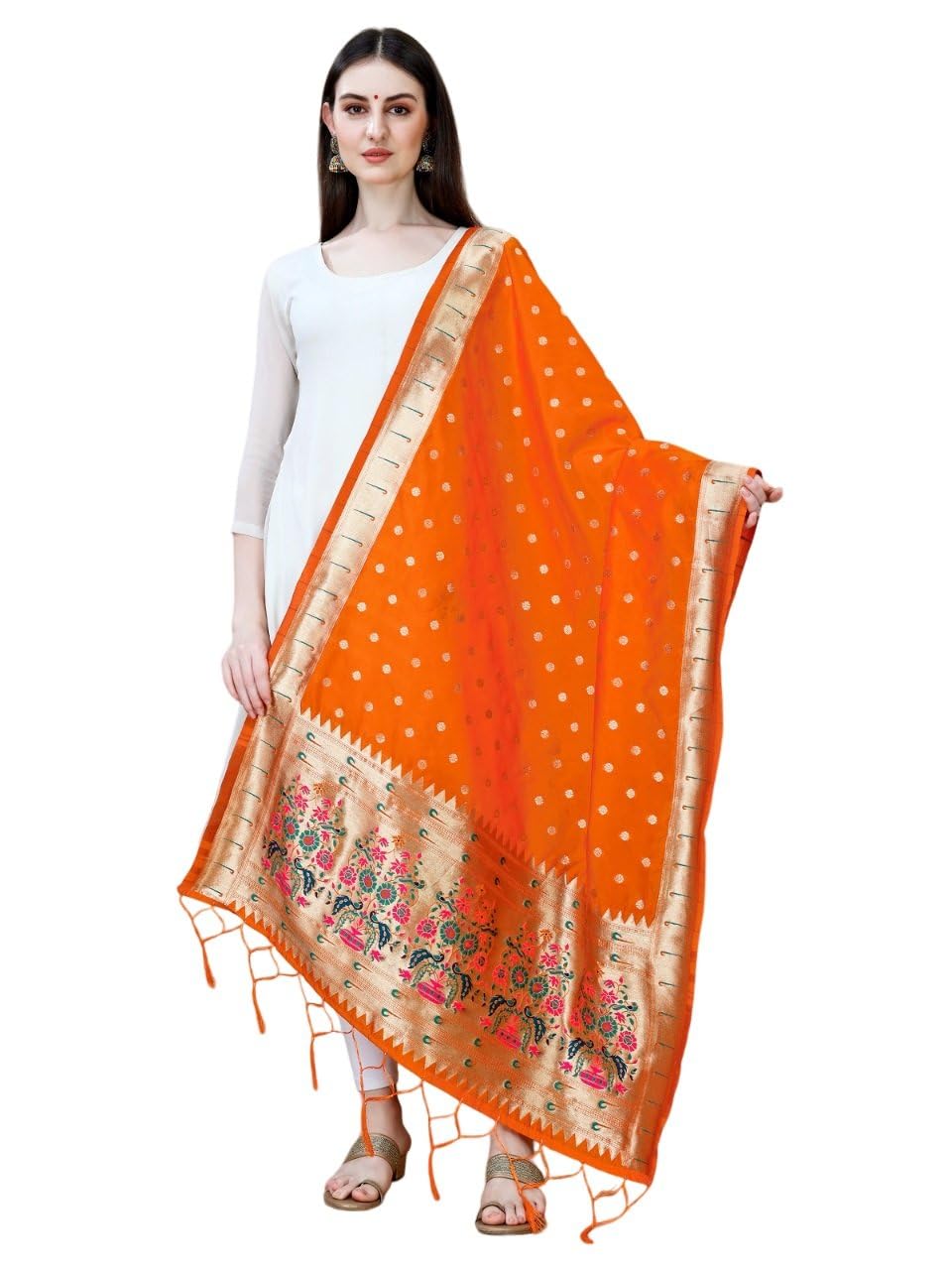 Women's Woven Banarasi Silk Paithani Dupatta/Chunni with Thread Work and Zari Motifs - Fancy Chunni for Women and Girls - ... - Review, Price and Buying Guide