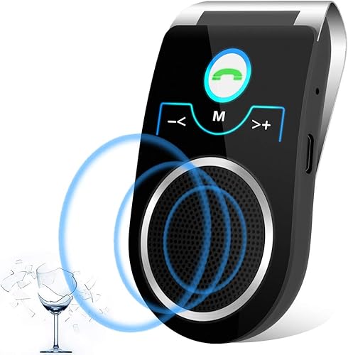 Kit de teléfono celular manos libres, Bluetooth de 5.0 pulgadas con clip de visera, soporte de comando de voz Siri Google, micrófono integrado,