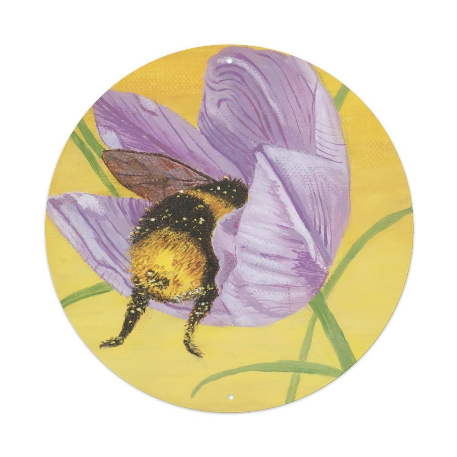 Honey Bee Animal Insects Vintage Metal Tin Sign Plaque Wall Decor for Cafe, Club Bar, Office, Garden Metal Poster 8x8Inch