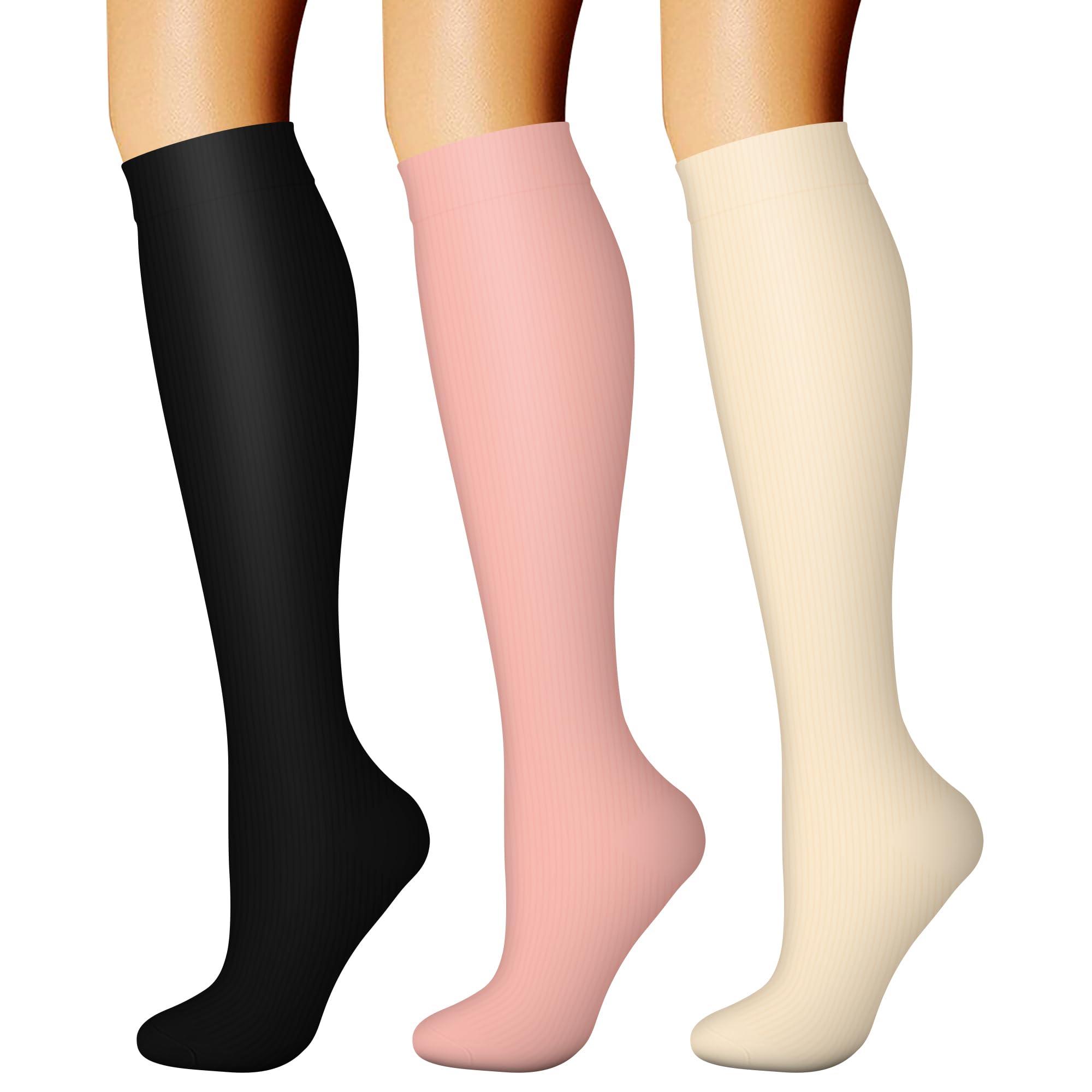 CHARMKING Compression Socks for Women & Men Circulation (3 Pairs) 15-20 mmHg is Best Support for Athletic Running Cycling