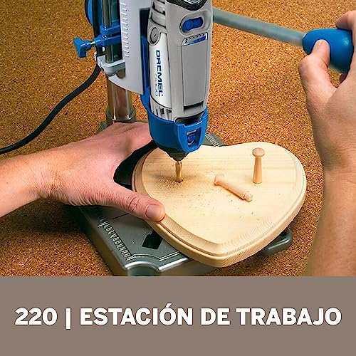 Image of Dremel Drill Press Rotary Tool Workstation Stand with Wrench - Mini Portable Press & Tool Holder - 2 Inch Depth- Ideal for Drilling Perpendicular and Angled Holes - 220-01 (Pack of 2)