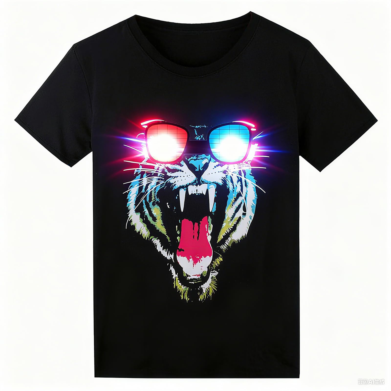 Sound Activated LED T-Shirt, Glow in The Dark Light Up Shirt for Men, Neon Shirt for Rave, Glow Party, Concert, Halloween