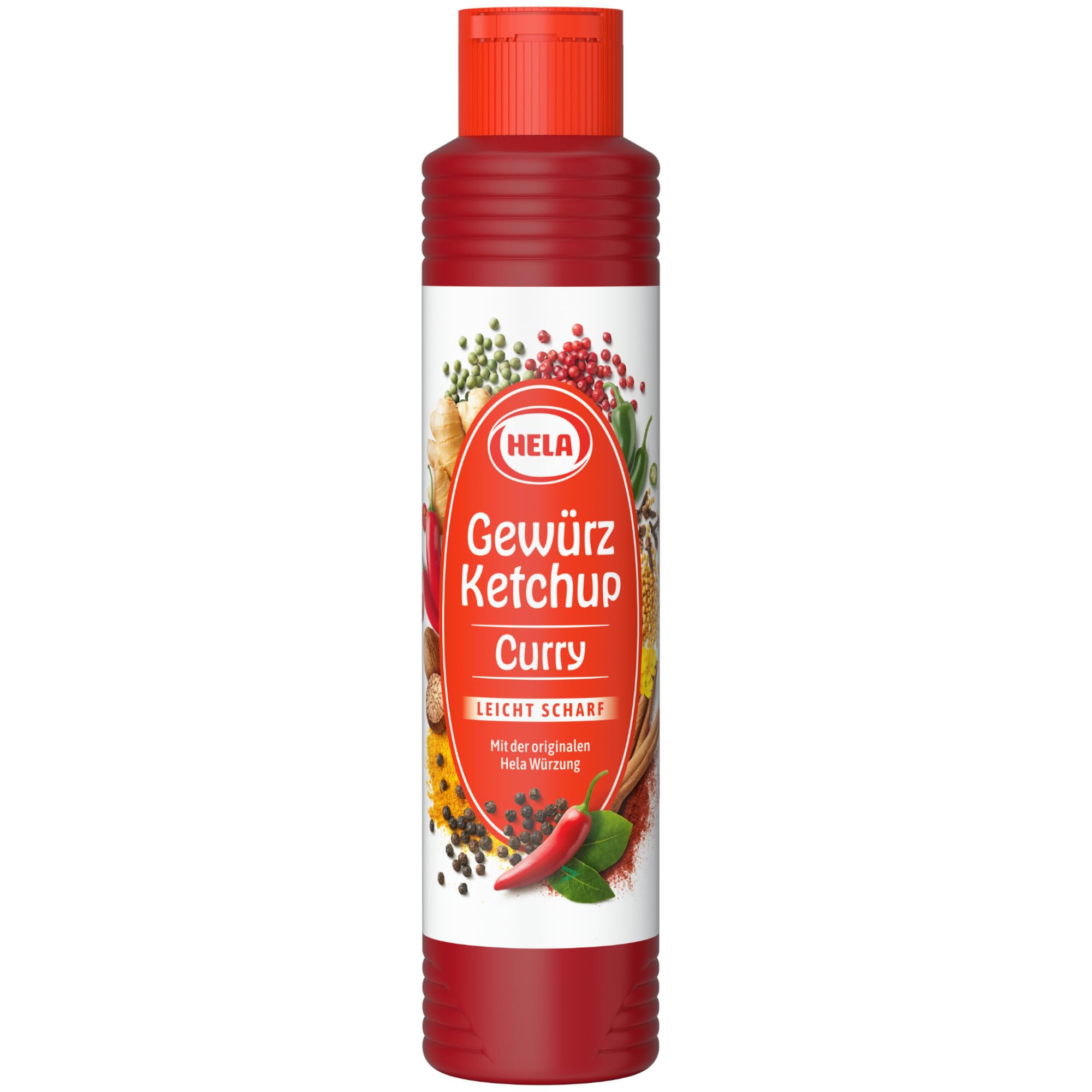 Hela Curry Gewürz Ketchup leicht scharf VPE (12x800ml Flasche) + usy Block