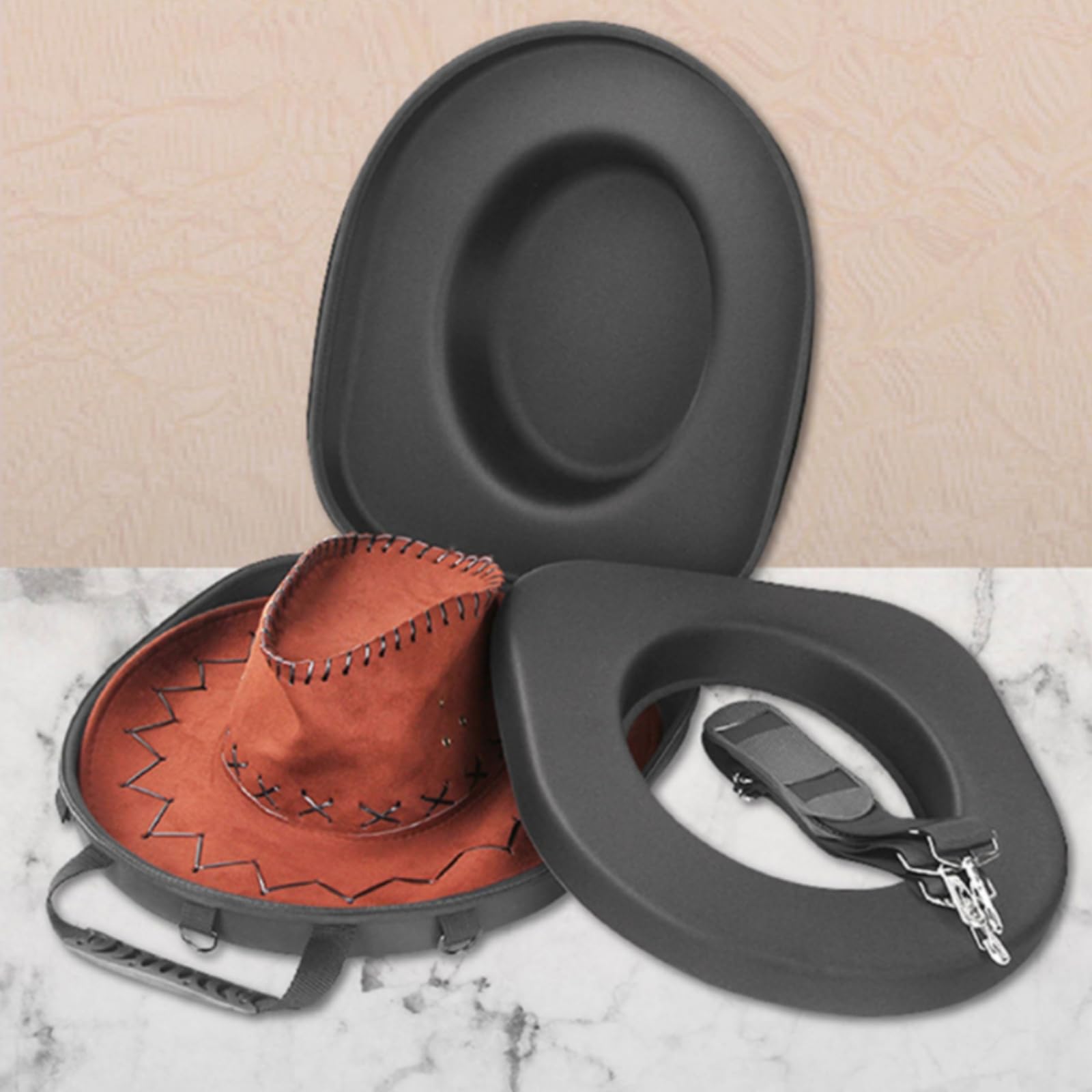 Sombreros con Asa Antigolpes Caja Organizadora Sombreros Resisn Estuche Rígido para Equipaje, 430 380 160mm