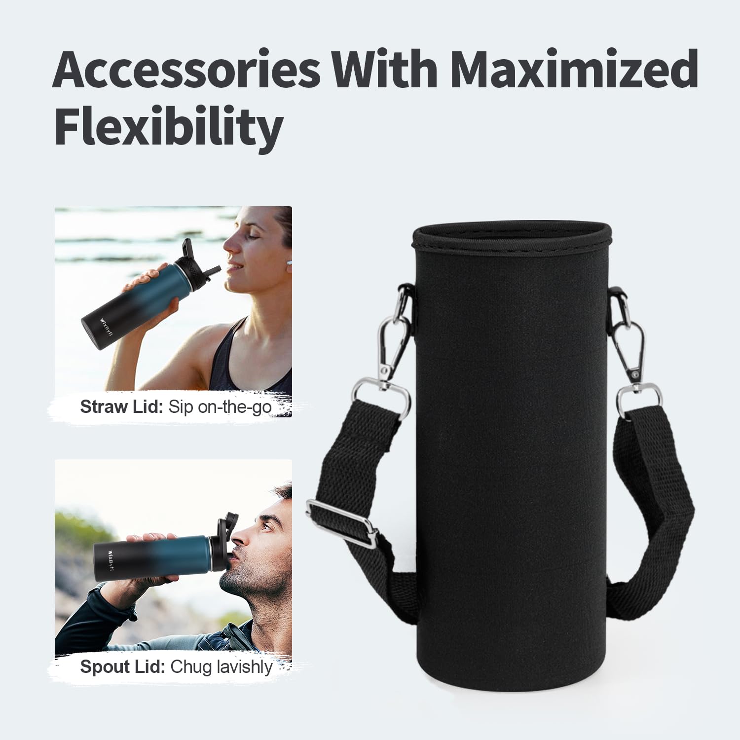 WixByti 20 oz Insulated Water Bottle with Straw, Stainless Steel Water Jug