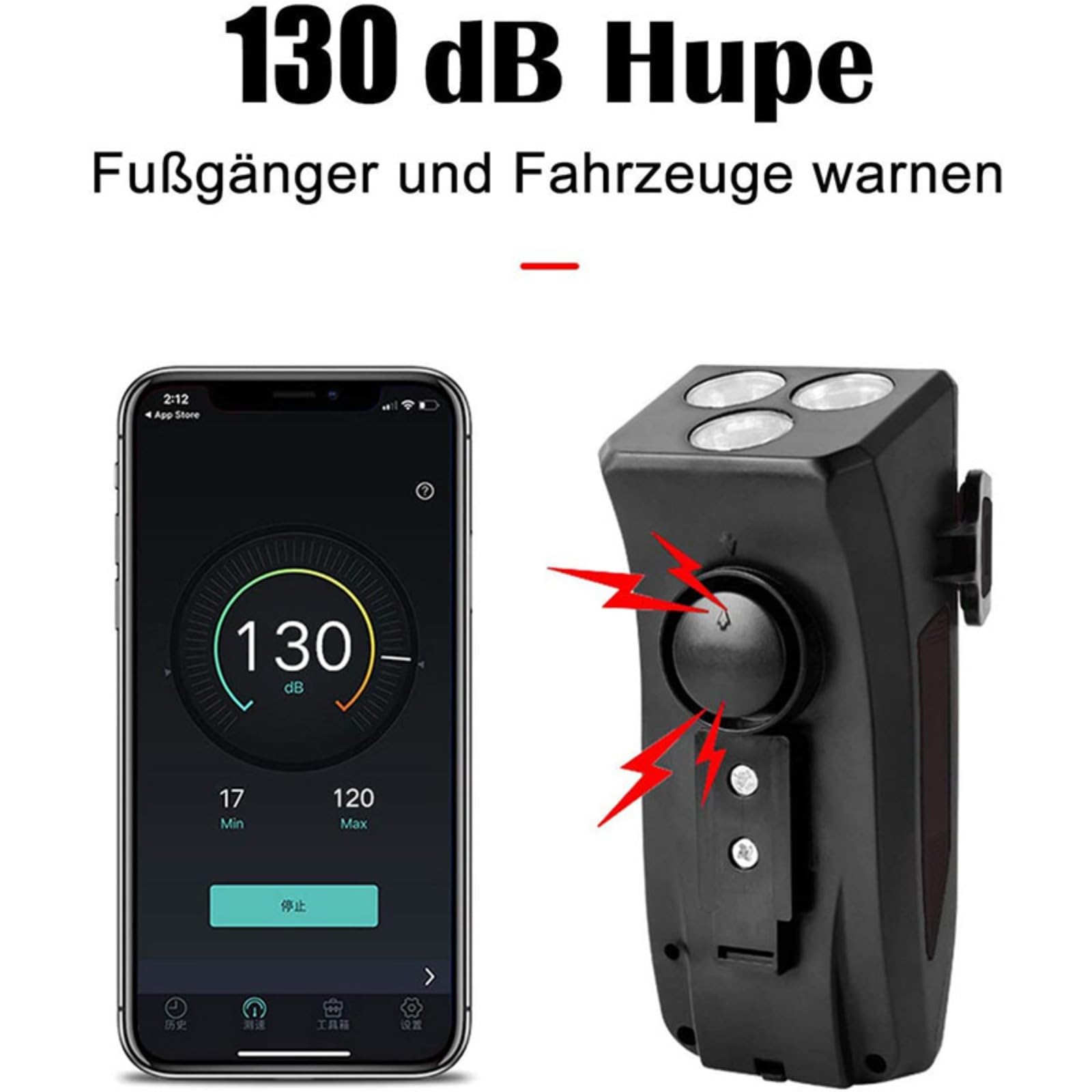 Set di luci per bici a LED con supporto per telefono ricaricabile, luce per bici da 4000 mAh con Power Bank con campanello e luce posteriore, torcia per bicicletta, escursionismo, campeggio, all mount
