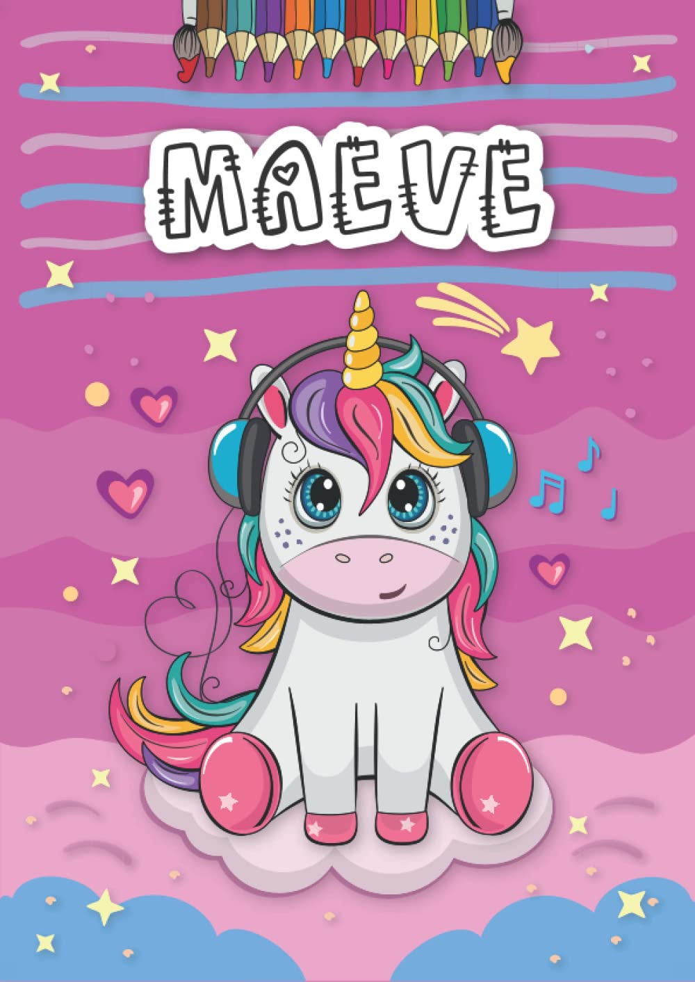 Maeve: Personalized Coloring Book for Maeve | Theme: Unicorn | Birthday gift for girl, daughter ... | Ages: 4-8 | 25 unicorn designs with name Maeve, Large size A4 (ca. 8.5 x 11 inches)