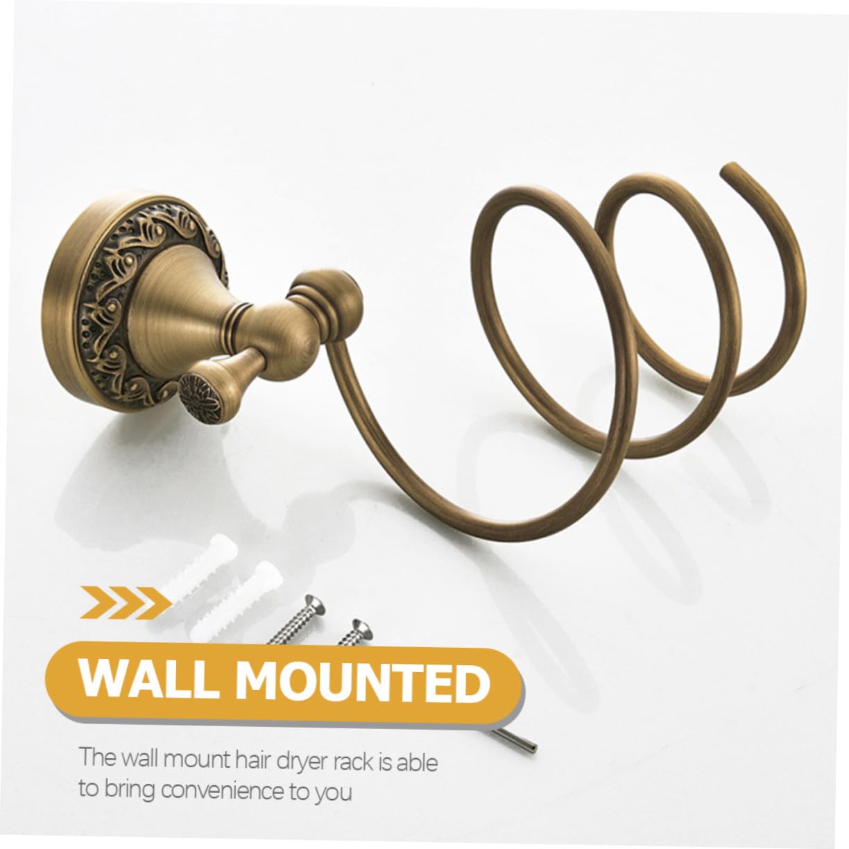 Soporte de Pared para Espiral Pelo de Dorado Secador | Cobre Protección contra Arañazos y Instalación Sencilla Acero Inoxidable Sujeción Firme