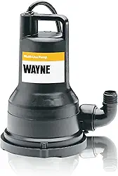 WAYNE Bomba multiuso submersível termoplástica reforçada VIP30-1/3 HP - até 2.500 galões por hora - Bomba multiuso resistente