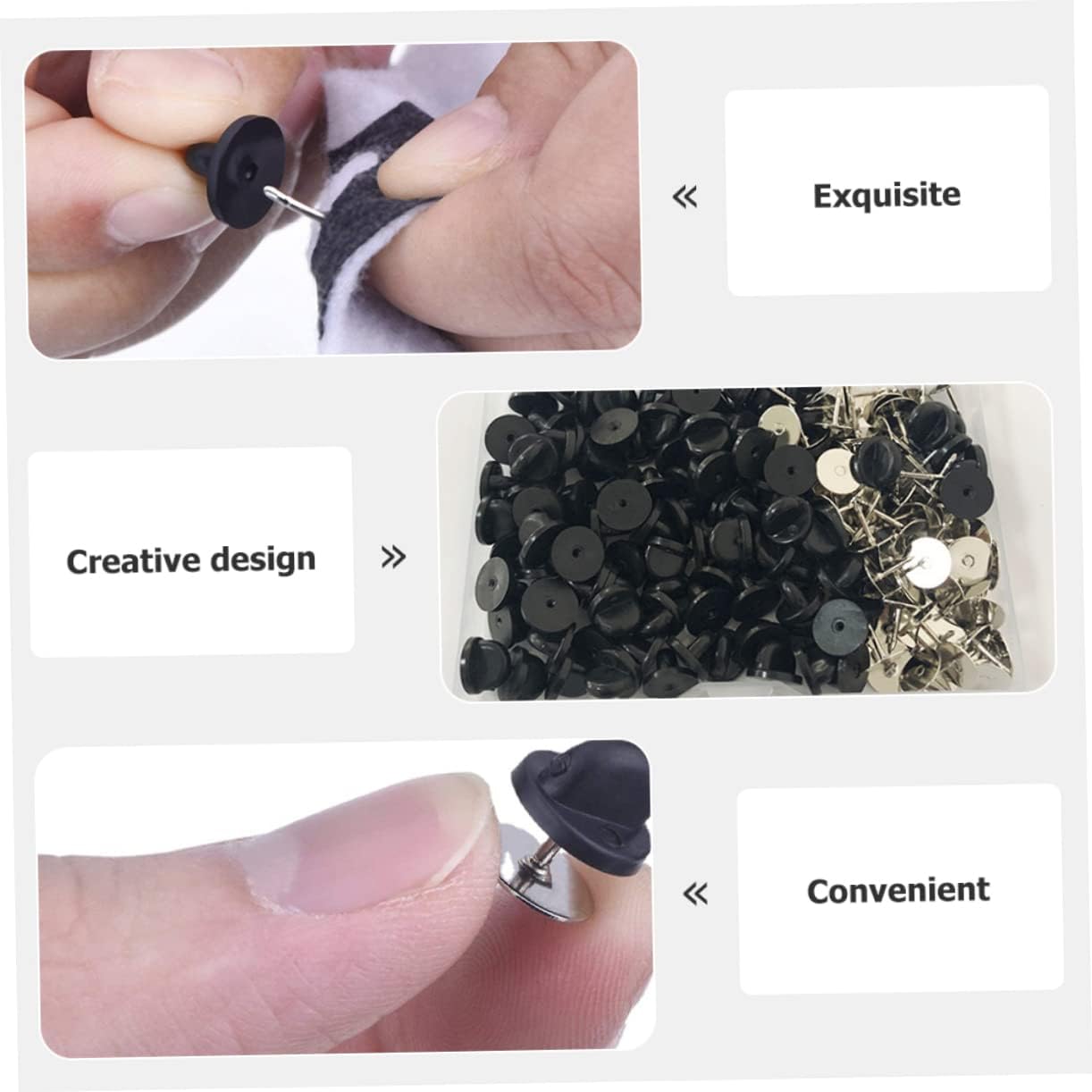 TEHAUX DIY Crafts Supply Easy Install No Tool Safety Pins Lapel Pin Backs Brooch Keepers Badges Backing Holder Clasp