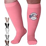 Mojo Compression Socks for Women and Men 20-30mmHg Knee High - Opaque Graduated Support Compression Stockings for Swelling, Lymphedema, Nursing - Pink, Large - AB201