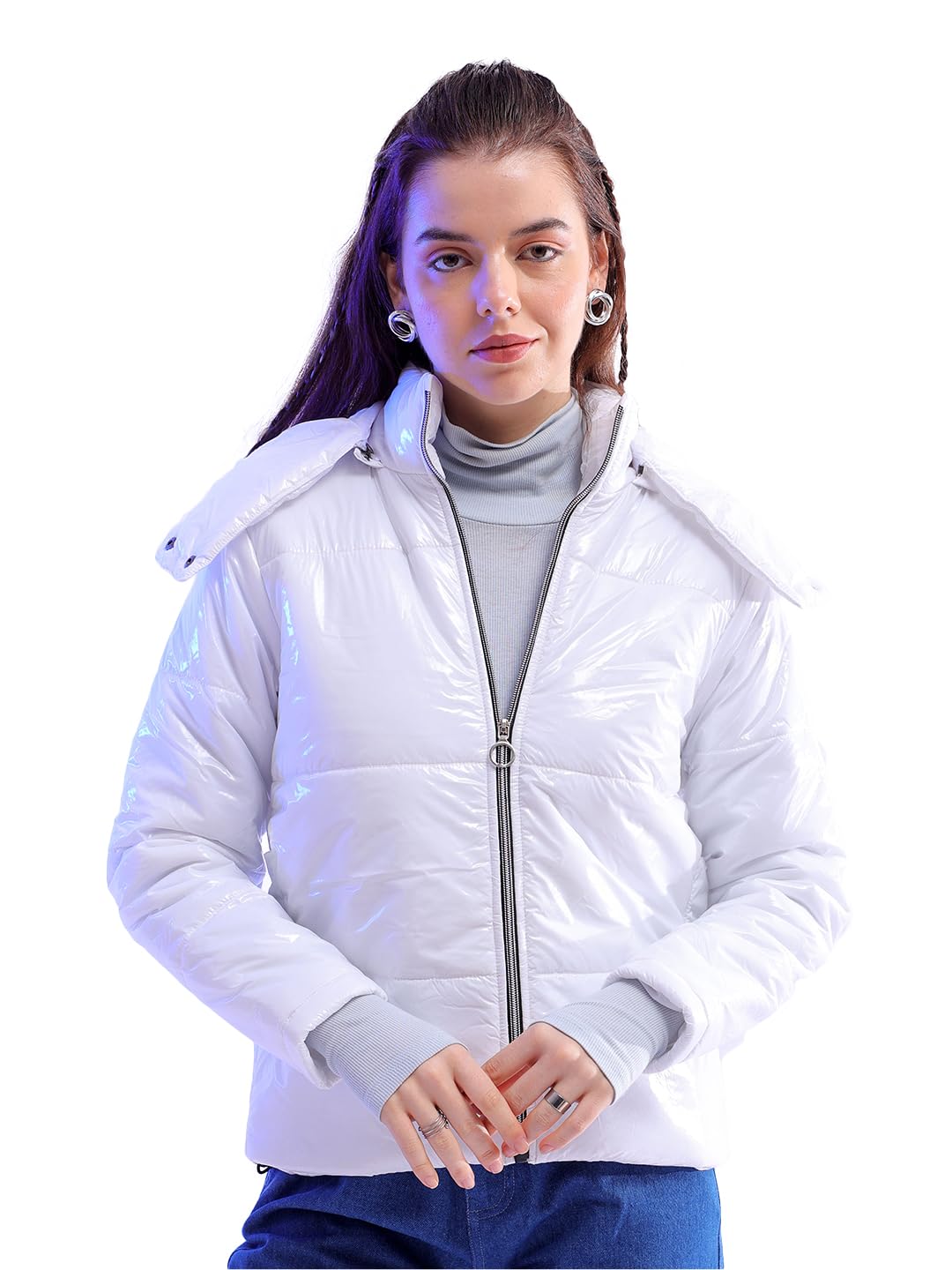 freehand by The Indian Garage Co Women Slim Fit Solid Puffer Jacket-picture-28