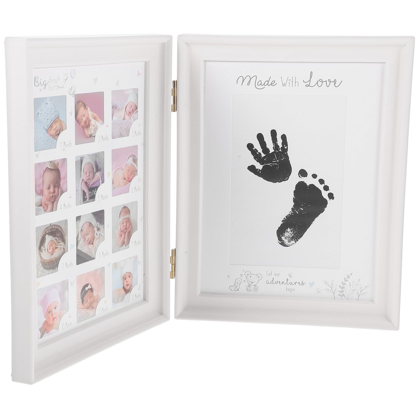 TOYANDONA Marco de Fotos Huellas Registrar el Crecimiento para Ñiño | Recién Nacidos, Doble Plegado, Blanco, Plástico Pvc y Cartón, Recuerdo para Registros y Día Madre
