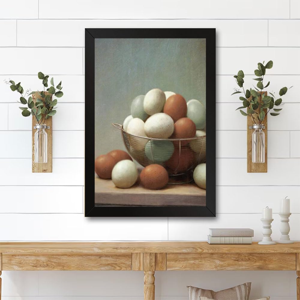 GADGETS WRAP Printed Photo Frame Matte Painting for Home Office Studio Living Room Decoration (11x14inch Black Framed) - Farm Fresh Eggs