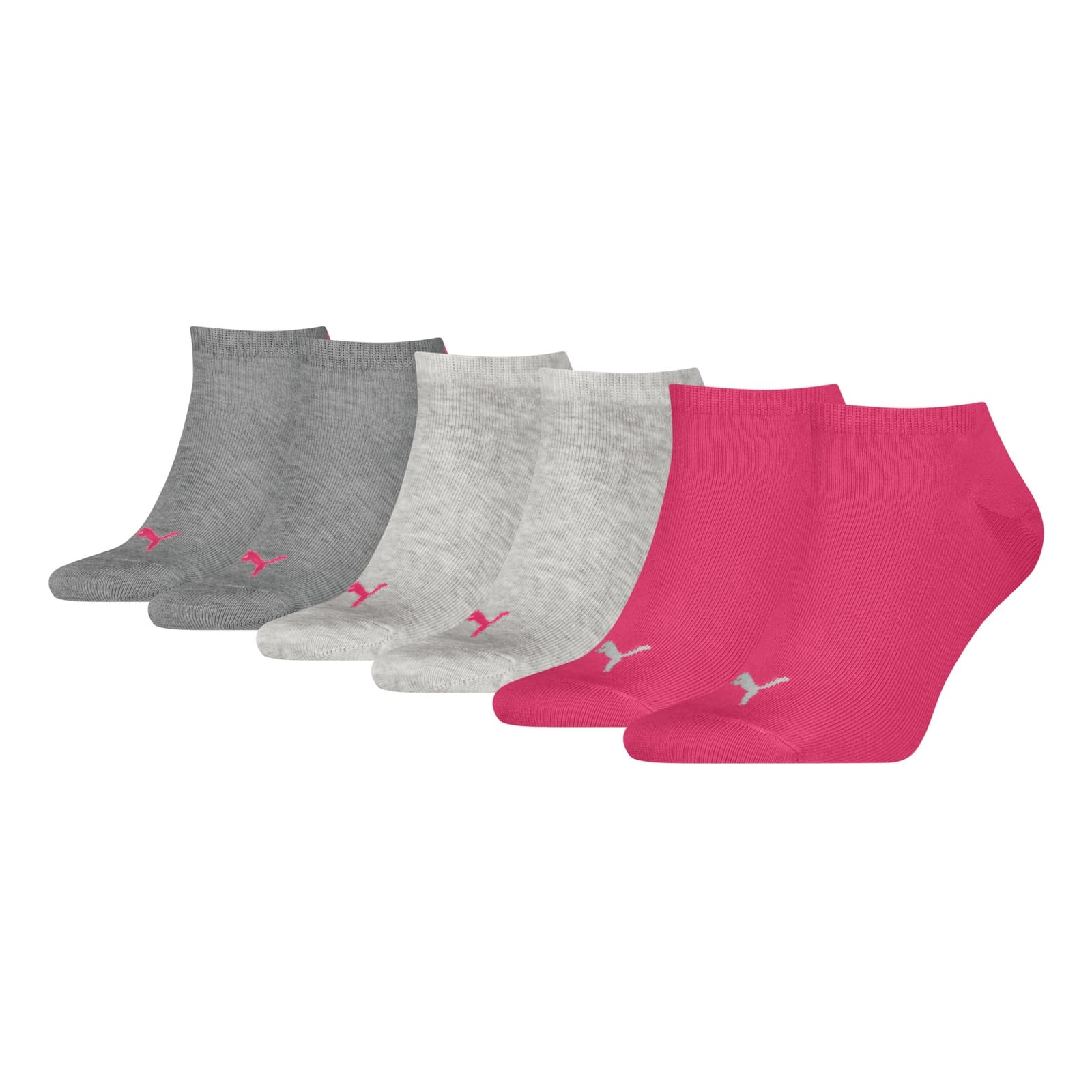 PUMA Unisex 261080001 Sneaker Sock, Middle Grey Melange/Pink, 6-8 EU