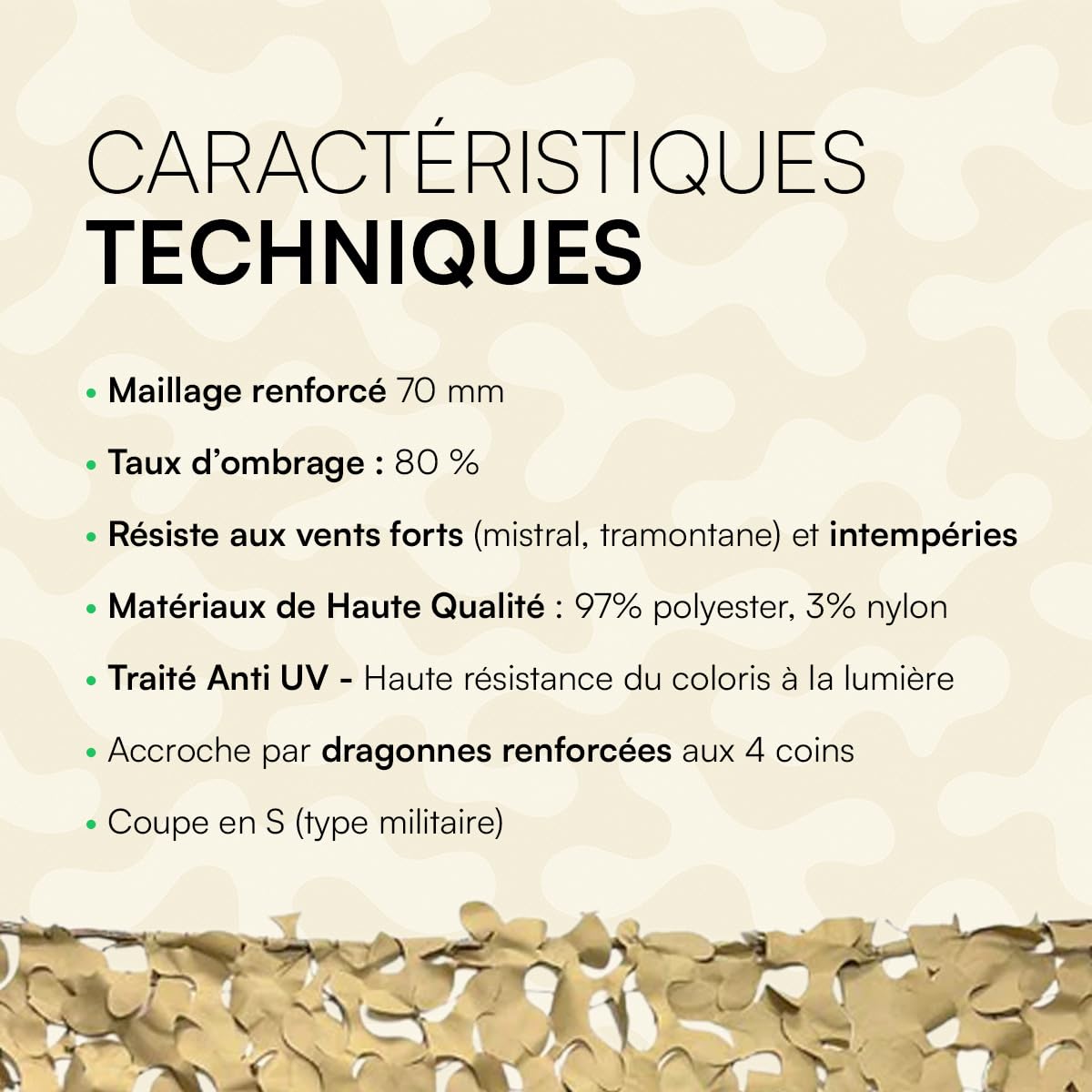 Sand-Tarnnetz – robustes Schattennetz für den Außenbereich – High-End – Sonnenschutz und UV-Schutzsegel – verschiedene Größen, Formen und Farben – Terrasse, Pergola, Garten - 4