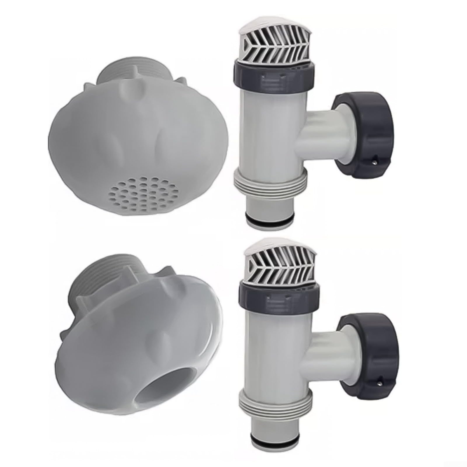 25010 Set di valvole a stantuffo per piscina con connettore da 3,8 cm, ugello di ingresso e filtro di uscita, per piscine fuori terra, compatibile con Intex 28633EG 28635EG (2 set)