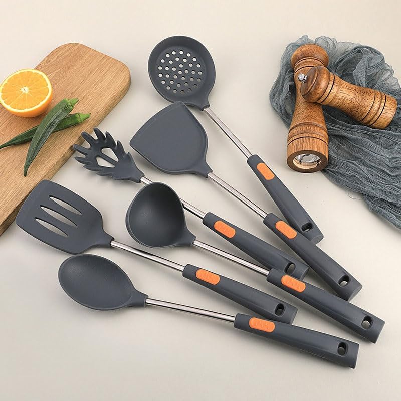 Multi Functional Silicone Kitchenware Set Kitchen Frying Spatula Soup Spoon Baking Tools