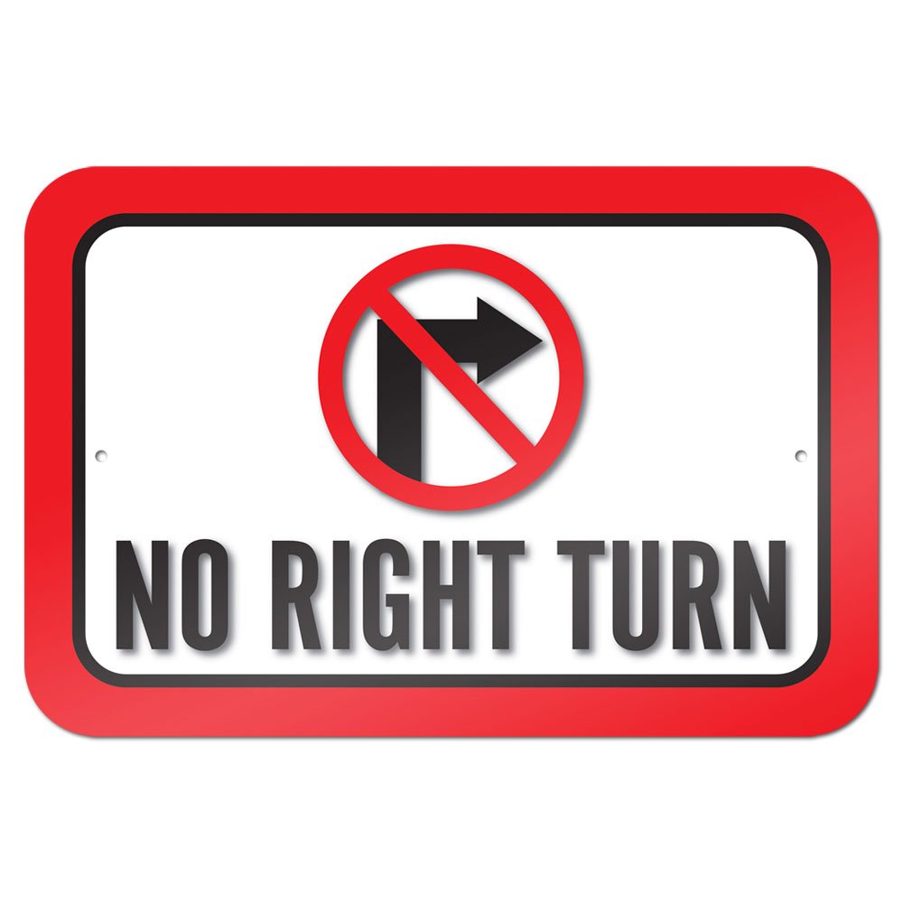 No Right Turn 22.9cm x 15.2cm (9" x 6") Metal Sign