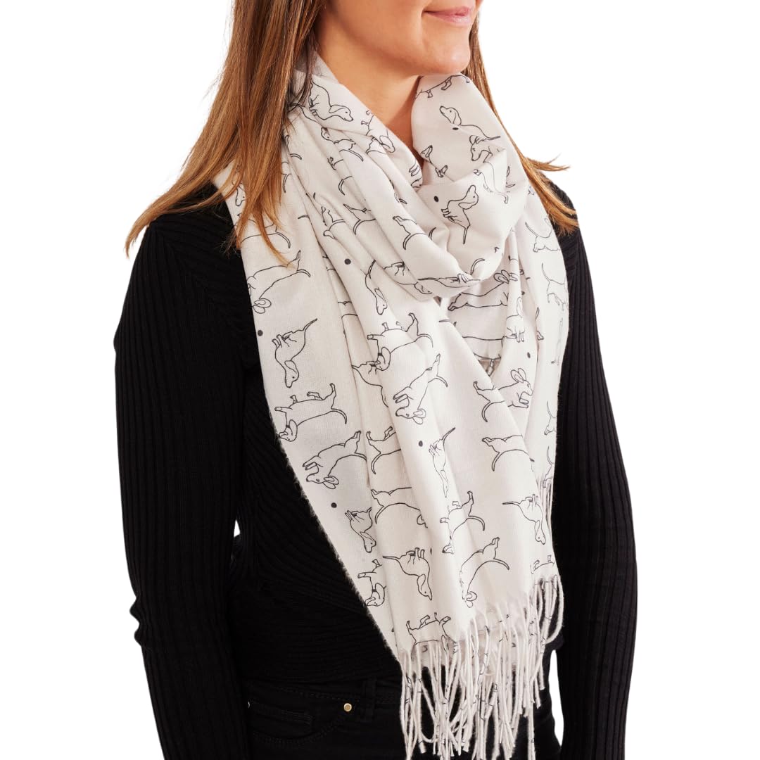 P Dot Wolf Dachshund Dog Print Scarf, Lightweight Scarves Warm For pet Lovers, Scarves and Wraps with Cute Design, Gifts for Women