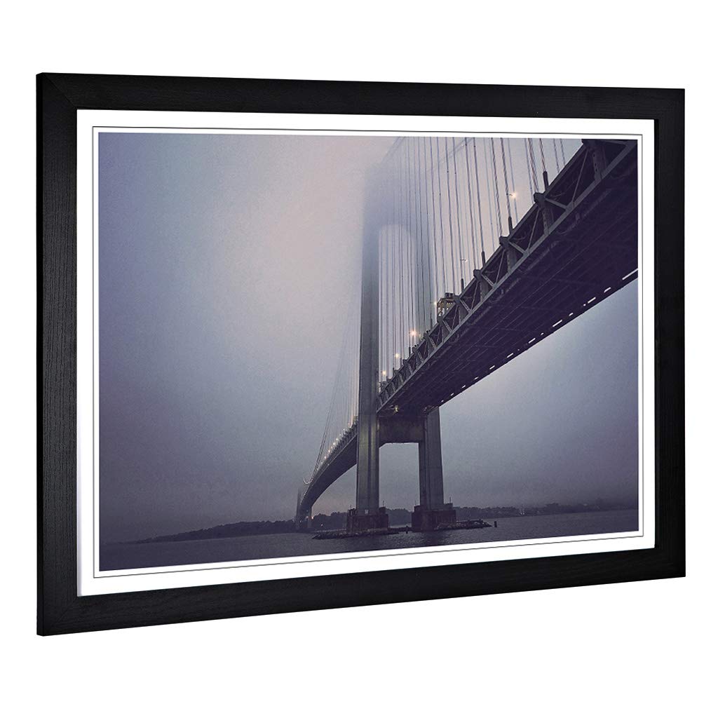 Big Box Art Framed Print of Architecture Suspension Bridge Design | Wall Art Picture | Home Decor for Kitchen, Living, Dining Room, Bedroom, Hallway, Office, Black, A2 / 24.5x18 Inch / 62x45cm